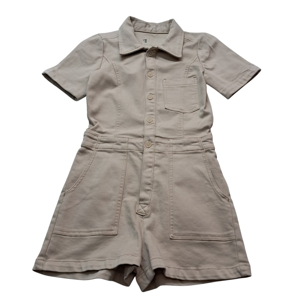 Anthropologie Pilcro The Kit Romper Womens 2 Tan Short Sleeve Utility Safari